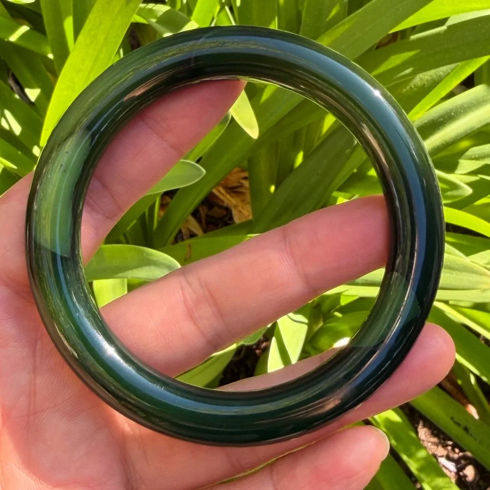 60mm inner diameter green‎ agate bangle 0355